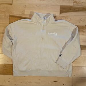 🤍 REEBOK Quarter Zip Pullover Sweatshirt Cream Athleisure